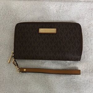 Michael Kors Dark Brown Monogram Wristlet